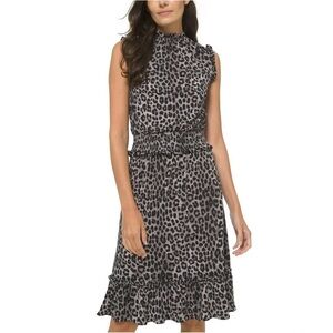 MICHAEL Michael Kors Gray Leopard Midi Dress